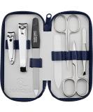 Marqus 7-Piece Manicure Set for Men & Women - Solingen Quality Patented Glass Files Real Leather Etui - Blue - Buy Online on GoSupps.com