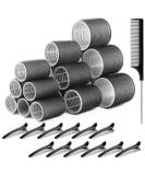 Kouclaa 31 Pcs Black Hair Roller Set Hair Rollers With Clips 3 Size(64mm 48mm 36mm) 18 Pcs Rollers for Hair Volume and 12 Hair Clips and 1 Comb Hair Rollers for Long Hair Medium and Short Hair Black(64mm 48mm 36mm) - Buy Online on GoSupps.com