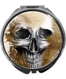 Buy Skull Metal Pill Box with Mirror | Round 3 Compartments | International Shipping Available - Buy Online on GoSupps.com