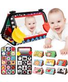 Oukzon Baby Toys 0-6 Months Tummy Time Mirror Infant Newborn Toys with Montessori Sensory Crinkle Black & White Book and Teethers 0-3-6-12 Months Boys Girls Baby Gift - Buy Online on GoSupps.com