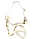 Equine Outlet White Adjustable Horse Welsh Show Halter Headcollar with Chain Lead - Pony & Cob (Pony) - Buy Online on GoSupps.com