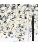 Astaron 50g Flat Back Mixed Street Stones & Half Pearls - Rhinestones for Nail Art Cups & Shoes (Silver Gray/White) - International Shipping Available - Buy Online on GoSupps.com
