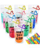 Party Drink Pouches with Straws - 36 Sets, 9 Styles - Plastic Beverage Bags for Adults and Teens - Buy Online on GoSupps.com