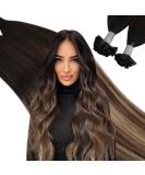 UGEAT Pre Bonded Flat Tip Hair Extensions - Balayage Ombre Keratin Fusion Glue Tips #1B/4/27 - 20 Inch 50g 50 Strands - Natural Black to Dark Brown and Blonde - Buy Online on GoSupps.com