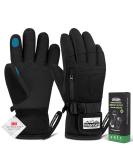 Hikenture Men's Winter Gloves | Waterproof Windproof Touchscreen Ski Gloves | 3M Thinsulate | Perfect for Skiing Cycling & Running - Size M Black - Buy Online on GoSupps.com