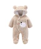 Newborn Cartoon Bear Snowsuit | Infant Winter Coat Footed Romper | Khaki, 3-6 Months - Buy Online on GoSupps.com