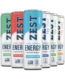 Zest Plant Powered Natural Energy Drink Variety Pack - 150mg Caffeine + 100mg L-Theanine - 12oz Can, 12 Pack - Low Sugar, 60 Calories - Healthy Coffee Substitute - Non GMO Assorted Flavors - Buy Online on GoSupps.com