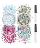 Allstarry Holographic Chunky Body Glitter Set - 4 Colors for Face, Hair, and Nails | Festival, Unicorn, Rave Accessories with Body Glue - Sparkle and Shine! - Buy Online on GoSupps.com