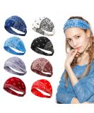 8-Piece Boho Bandana Headbands Set | Paisley Print | Stretchy Yoga Headwraps for Women and Girls - Buy Online on GoSupps.com