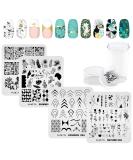 KADS Nail Stamping Plate Set - French Summer Flower Flamingo Rose Design with Stamper and Scraper - Buy Online on GoSupps.com