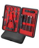 Professional Stainless Steel Manicure Set for Ingrown Toenail Clipper Grooming - Pedicure Kit with Toe Nail Cutter and Cuticle Trimmer (Black&Red 18 In 1) - Buy Online on GoSupps.com