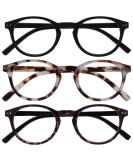 Opulize Zen Reading Glasses 3 Pack - Small Round Frame Scratch-Resistant +3.50 Diopters - Matt Black Light Brown Dark Brown for Men & Women - Buy Online on GoSupps.com