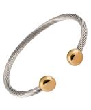 2 Tone Stainless Steel Magnetic Bracelet for Men & Women - Adjustable Bangle with High Power Magnets | 6" - 6.5" Wrist Size - Buy Online on GoSupps.com