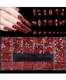 3100Pcs Red Nail Rhinestones by HOINCO - DIY Nail Art Gems & Charms with Tweezers | Perfect for Nail Design - Buy Online on GoSupps.com