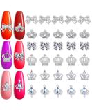 30pcs Alloy Silver Crown and Bow Nail Charms with Clear Rhinestone - Nail Art Accessories for Women and Girls - Buy Online on GoSupps.com