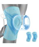 Buy Welnove Knee Brace Sleeves for Pain Relief - Compression Support with Stabilizers & Gel Pad | 2 Pack Blue Large for Men & Women - Ideal for Workouts Running & Climbing - Buy Online on GoSupps.com