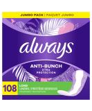 Always Anti-Bunch Xtra Protection Long Daily Liners - 108 Count Unscented, Comfortable, Anti-Bunch Technology - Buy Online on GoSupps.com