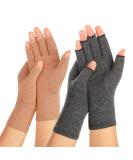 Zexhoor Arthritis Compression Gloves - 2 Pairs for Women Men, Carpal Tunnel Pain Relief, Fingerless for Typing, Daily Work - Medium Brown/Grey (1 Pair Each) - Buy Online on GoSupps.com