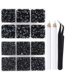 6400 Pieces Hotfix Black Rhinestones Set with Tools - Crystal Glass Gems in 5 Sizes SS6-SS30 - Buy Online on GoSupps.com