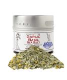 Gustus Vitae - Garlic Basil Sea Salt - Non GMO - Magnetic Tin - 2.5 Ounce - Authentic Gourmet Seasoning & Craft Spice Blend - Crafted in Small Batches - Buy Online on GoSupps.com