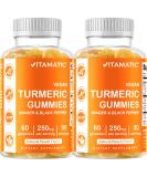 Vitamatic Turmeric Gummies 2-Pack with Ginger & Black Pepper - 95% Curcuminoids - 60 Vegan Gummies - Buy Online on GoSupps.com