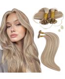 Moresoo U-Tip Real Hair Extensions 40cm #P14/613 - Strawberry Blonde & Platinum Blonde Bonding Extensions 50g Pack - Buy Online on GoSupps.com