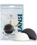 Konjac Sponge 2-Pack for Gentle Facial Cleansing and Exfoliation - Natural Loofah for Use with Wash Cleansers - White Natural and Black Charcoal Included - Buy Online on GoSupps.com