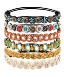 Teenitor 6pcs Rhinestone Beaded Headband, Elastic Jewelry Hair Bands for Lady Women Girl Hair Accessories 20-26.8'' Multicolor - Buy Online on GoSupps.com