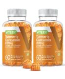 Turmeric Curcumin Gummies with Ginger & Black Pepper - Vegan Pectin Gummy for Adults, Teens & Kids - Peach Flavor 60 Count-2 Pack - Buy Online on GoSupps.com