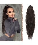 Fine Long Braid Ponytail Hair Extension - 65cm Curly Black Brown Synthetic Clip-In for Women - Buy Online on GoSupps.com