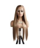 Greenmirr 26in Ash Blonde Lace Front Wig - 13x3 Straight Synthetic Hair - Coffee Blonde Style - Buy Online on GoSupps.com