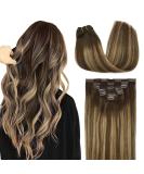 Doores Clip In Extensions - Real Hair Balayage Chocolate Brown to Caramel Blonde 55cm (22 inch) 7 Pieces 120g Remy Hair - Buy Online on GoSupps.com