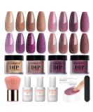 AZUREBEAUTY Dip Powder Nail Kit - 4 Colors Brown Purple Glitter Starter Liquid Set Base & Top Coat Activator for DIY Nail Art & Manicure at Home - Buy Online on GoSupps.com