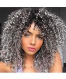 Colorfulpanda afro wig gray women ombre silver gray synthetic wavy curly natural hair for women kinky curly with pony short wigs for everyday useful cosplay - Buy Online on GoSupps.com
