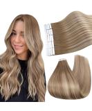Ugeat Real Hair Tape Extensions - Light Brown & Beige Blonde Balayage - 20 Pieces 30 cm #9A/60/9A - Premium Quality - Buy Online on GoSupps.com