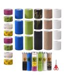 Elastic Cohesive Bandages - 24 Rolls X 5 Yards Self Adhesive Wrap for First Aid & Vet Use | Colorful & Versatile - Buy Online on GoSupps.com