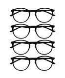 Opulize Met 4 Pack Black Reading Glasses - Large Round Style for Men & Women - Spring Hinges - +0.00 Diopters - International Shipping Available - Buy Online on GoSupps.com