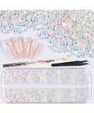 3600pcs Flatback AB Rhinestones - 6 Sizes Round Glass Gems for Nail Art with Tweezer & Pickup Pen - Buy Online on GoSupps.com
