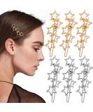 HINZIC 6Pcs Vintage Cluster Star Hair Pin Set - Gold and Silver Barrettes for Women and Girls - Great Valentine's Day Gift - Buy Online on GoSupps.com