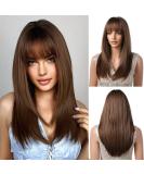 Oefei Brown Wigs for Women | Long Straight Synthetic Wig with Bangs | Heat-Resistant for Daily Wear Parties & Cosplay - Buy Online on GoSupps.com