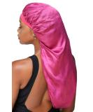 Snatched Flames Double Layered Satin Long Bonnet for Women - Perfect for Braids, Dreadlocks, Wigs, or Natural Hair - Includes Satin Scrunchie (Wine) - Buy Online on GoSupps.com
