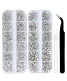 5136Pcs Clear Crystal Rhinestones Set for Nail Art & Tumblers | Glass Glitter Round with Picking Pen & Tweezer | SS4-SS16 | White + White AB - Buy Online on GoSupps.com