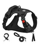 Nestroad Black Dog Harness for Small Dogs - Cushioned Anti-Training Comfortable Fit (S: Neck 28-38cm Chest 38-53cm) - Reflective Strip Available - Buy Online on GoSupps.com