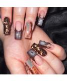 Buy BABALAL Square Press on Nails - Long French Tip Brown Chrome Acrylic 24 Pcs | 3D Water Wave Design | Y2K Manicure for Women & Girls - Buy Online on GoSupps.com