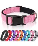 Heele Reflective Dog Collar | Soft Neoprene Padded Nylon for Small to Large Dogs | Adjustable 40-66 cm | Pink - Buy Online on GoSupps.com