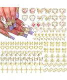 Buy RODAKY 124PCS Gold Nail Charms - 3D Butterfly Pink Crystal Heart & Bow Nail Art Jewelry for Acrylic Nails - Cute Glitter Decorations for Manicure Design - Buy Online on GoSupps.com