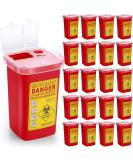 20 Pcs 1 Quart Flip Top Sharps Container - Small Portable Disposal Bin for Tattoo Parlors, Office, Barbershop, Home & Travel - Red, 6x4x3 - Buy Online on GoSupps.com