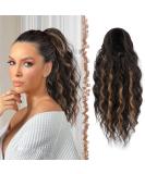 Feshfen Clip In Ponytail Hair Extension - 45cm Synthetic Wavy Braids in Black & Caramel Brown - Perfect for Women - Buy Online on GoSupps.com