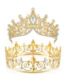 2 Pcs Gold Crowns for Men Women Baroque Queen Crown King Metal Prince Tiara Princess Crystal Headband Rhinestone Prom Party - Buy Online on GoSupps.com