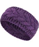 Winter Headband Wool Cable Knit Headband Hair Wrap Ear Warmer for Women (Purple) - Buy Online on GoSupps.com